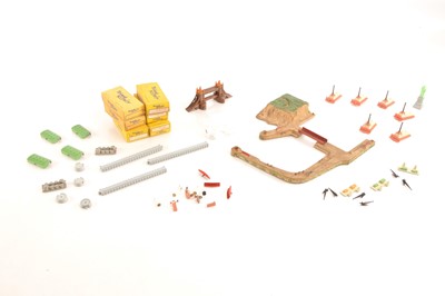 Lot 564 - Tri-ang Minic boxed and unboxed 1/1200 Accessories including Lifeboat Station Factories Oil Tanks and Warehouses and Astra Quay Dioramas and Ebee Tower Bridge (45+)