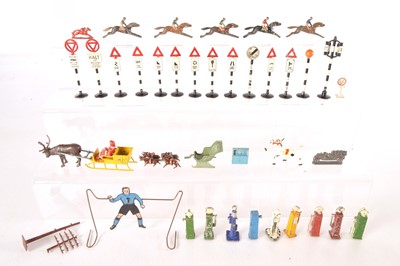 Lot 583 - Miscellaneous lead and other metals Animals including Muffin the Mule Petrol Pumps Father Christmas Sleighs Road Signs and other items(35+)