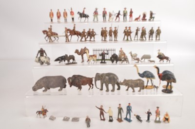 Lot 584 - Hyde Triumph of Dominicus figure and Johilco uncommon Dorre Black Magic Ostrich together with miscellaneous makers lead and Plastic Wild and Farm Animals WW11 Soldiers and Wild West figures (65)