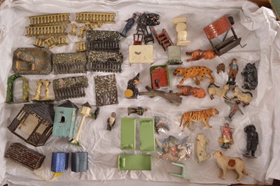 Lot 587 - Collection of Britains Hilco Taylor and Barrett and other makers including pre-war metal miniature Garden Accessories Zoo Animals  Dolls House Furniture and other items (55+)