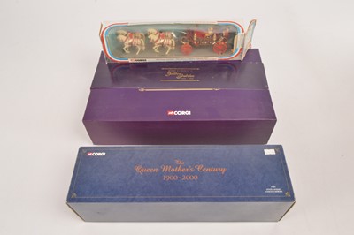 Lot 590 - Corgi boxed 1977 Silver Jubilee 2000 Queen Mother's Century and 2002 Diamond Jubilee State Landau sets (3)