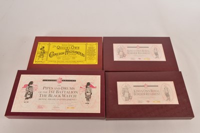 Lot 599 - Britains Limited Edition Modern Kings Own Border Cameron Highlanders and Black Watch Soldier Sets (4)