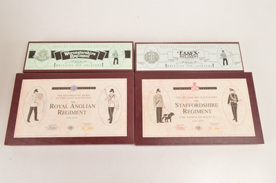 Lot 604 - Britains  Modern Royal Anglian Staffordshire Limited Edition sets and Worcestershire and Essex Regiments Soldier Sets (4)