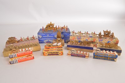 Lot 613 - Various Scales boxed Coronation Coaches and State Landaus by Hilco Britains Moko Zebra Toys and Benbros and a Britains Throne (15)