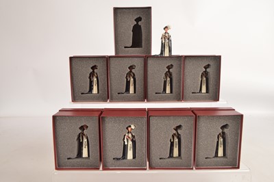 Lot 632 - Britains Limited Edition 40172 William Britain Collectors Club The Golden Jubilee Dinner 2002 Her Majesty the Queen in State Robes (9)