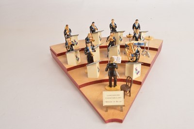 Lot 666 - Superb 11 figures plus all accessories and plinth seated Lancashire Constabulary 'Brass in Blue' brass band (11 in box)