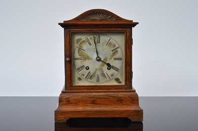 Lot 32 - A Victorian oak mantle clock