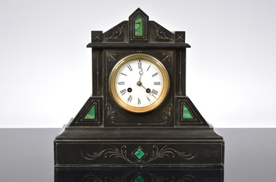 Lot 64 - A Victorian slate mantle clock