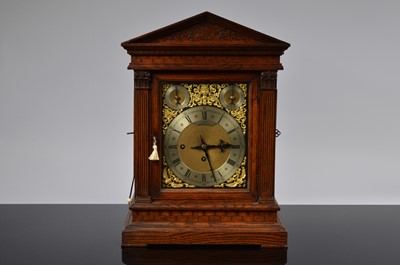 Lot 75 - A large late Victorian oak cased mantle clock