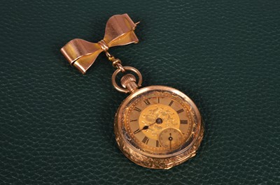 Lot 98 - A late 19th century 14ct gold open faced pocket