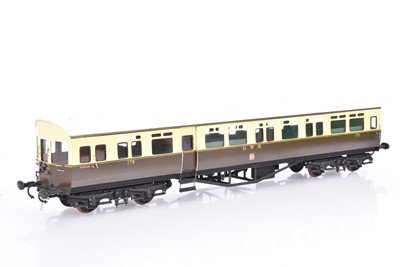 Lot 529 - 0 Gauge Finescale kit/scratchbuilt GWR chocolate and cream Autocoach