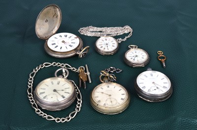 Lot 104 - Five various silver pocket watches