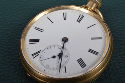 Lot 110 - An Edwardian 18ct gold open faced pocket watch by A. L. Perrett