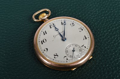 Lot 118 - A George V 9ct gold open face pocket watch from Grosvenor