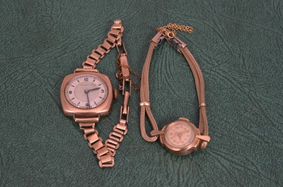 Lot 120 - Two 9ct gold cased ladies wristwatch heads