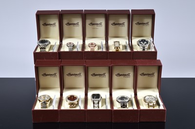 Lot 134 - Ten modern Ingersoll Diamond quartz wristwatches