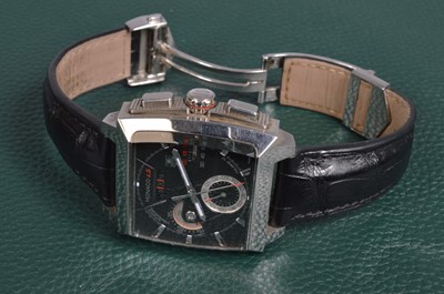 Lot 155 - A modern Tag Heuer Monaco LS Linear System Automatic Chronograph stainless steel wristwatch