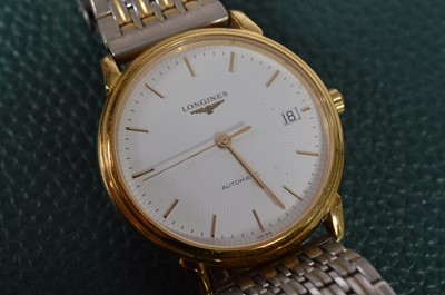 Lot 176 - A c1990s Longines Automatic gold plated and stainless steel wristwatch