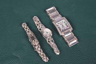 Lot 178 - Three silver ladies wristwatches