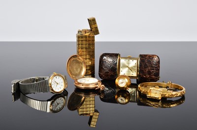Lot 189 - Five lady's watches and a Dunhill gilt cigarette lighter
