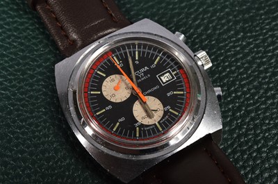 Lot 222 - A vintage Sicura Chrono manual wind chromed case wristwatch