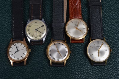 Lot 232 - A group of five vintage manual wind wristwatches
