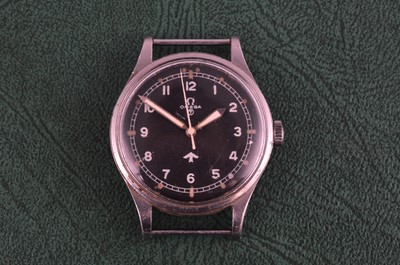 Lot 240 - A 1950s Omega manual wind stainless steel RAF Issued "Fat Arrow" wristwatch head