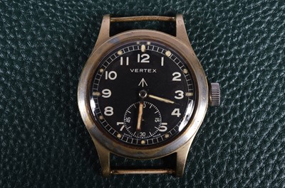 Lot 245 - A WWII period Vertex manual wind military issue "Dirty Dozen" chromed wristwatch head