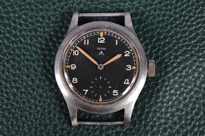 Lot 246 - A WWII period Record manual wind military issue "Dirty Dozen style" chromed wristwatch head