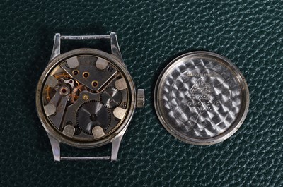 Lot 248 - A WWII period Omega manual wind military issue "Dirty Dozen" stainless steel wristwatch head