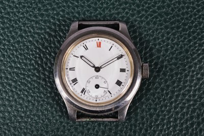 Lot 251 - A WWII period Cyma manual wind military issue "Dirty Dozen" stainless steel wristwatch case front and movement