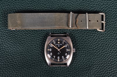 Lot 253 - A 1970s Hamilton manual wind military issue stainless steel wristwatch head