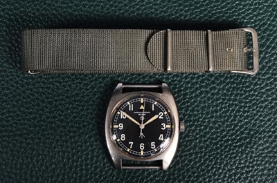 Lot 254 - A 1970s Hamilton manual wind military issue stainless steel wristwatch head