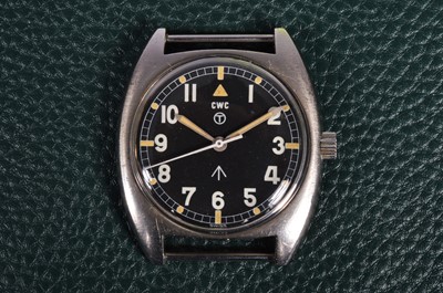 Lot 256 - A c1970s CWC manual wind military issue stainless steel wristwatch head