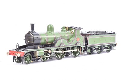 Lot 548 - Scratchbuilt 0 Gauge LSWR green Adams T6 4-4-0 680 Locomotive and Tender