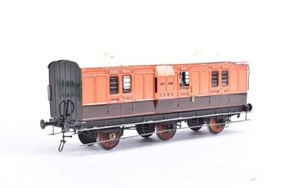 Lot 549 - Roxey Mouldings Kitbuilt 0 Gauge LSWR salmon and brown 6-wheel Guards/Luggage Van