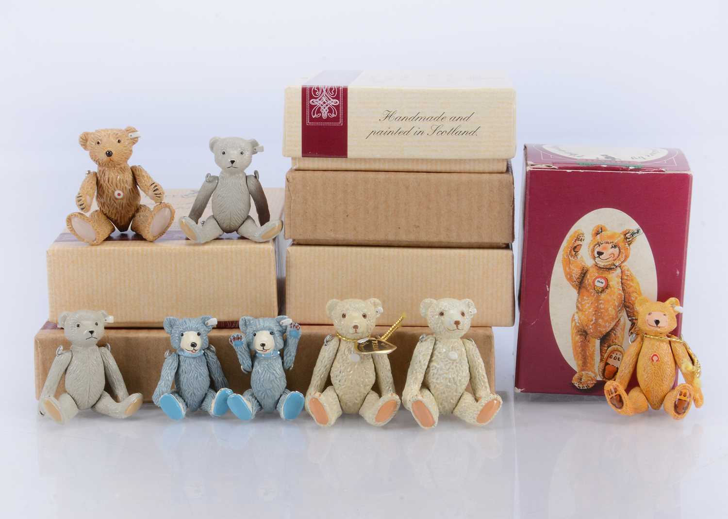 Lot 30 - Eight Steiff Club miniature pewter teddy bears