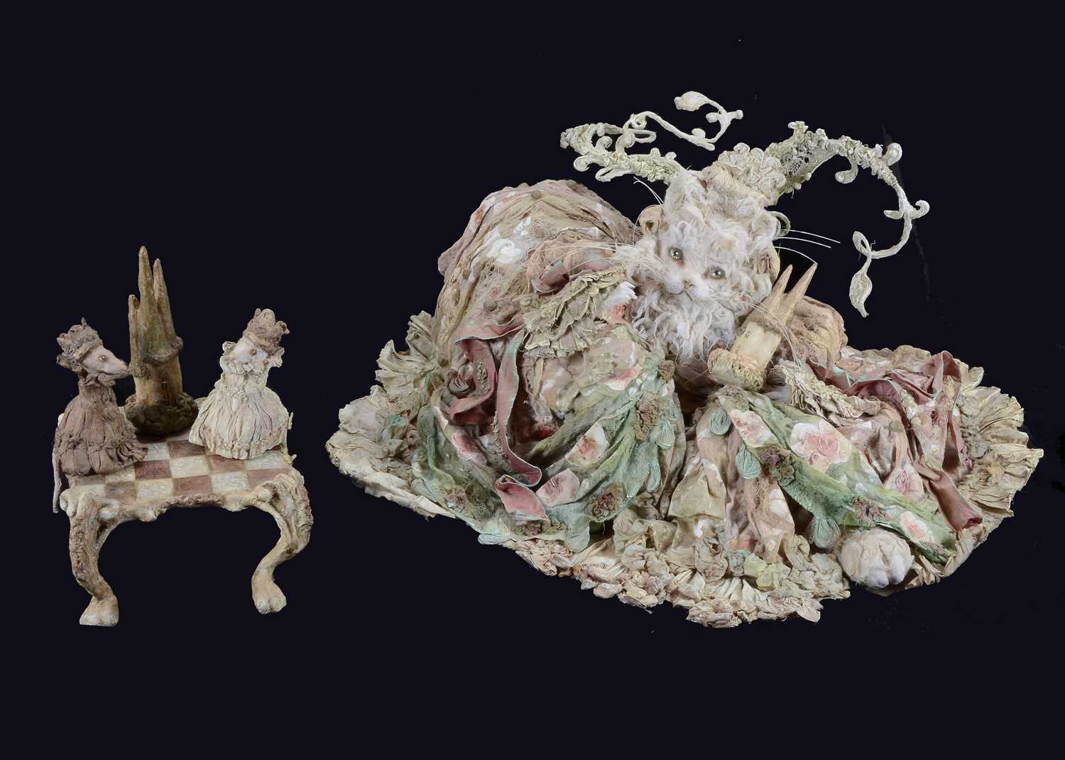 Lot 82 - A Laetita Mieral ‘Merveilles en Papier’ The White Cat plays Chess