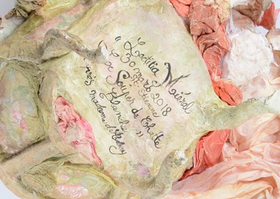 Lot 88 - A Laetita Mieral ‘Merveilles en Papier’  the White cat eats Supper