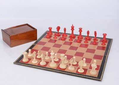 Lot 132 - A late 19th century turned bone chess set