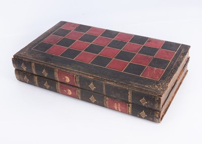 Lot 153 - An 19th century leather bound chess and backgammon book box