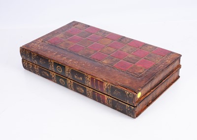 Lot 154 - An 19th century leather bound chess and backgammon book box