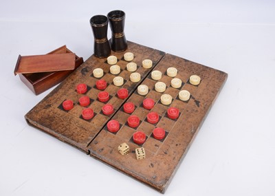 Lot 155 - An 19th century leather bound chess and backgammon book box