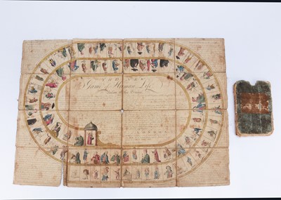 Lot 177 - A John Wallis ‘The New Game of Human Life with Rules for Playing - being the most Agreeable & Rational Recreation ever Invented for Youth of both Sexes’ printed folding game, circa 1790
