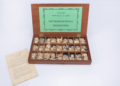Lot 207 - A 19th century Joseph, Myers & Co ‘A New and Amusing Social Game of Orthographical Recreations’ bone alphabets