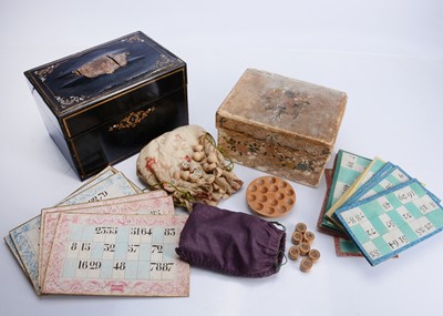 Lot 264 - A 19th century ebony and brass inlaid Loto box