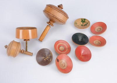 Lot 289 - Three 19th century treen spinning tops
