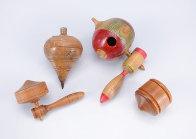 Lot 291 - Three late 19th century turned treen spinning tops