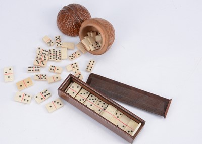 Lot 301 - Two sets of miniature bone domino sets