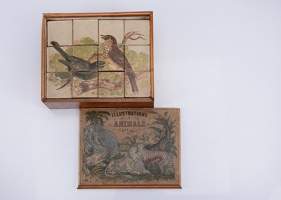 Lot 307 - A mid 19th century ‘Illustrations of Animals on Cubes’ printed toy blocks